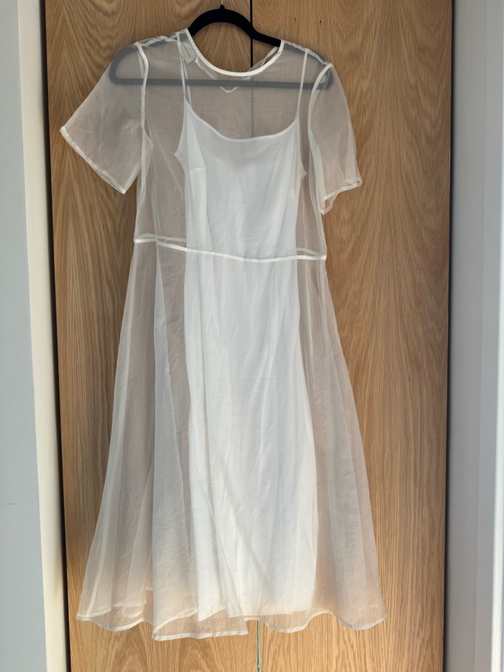 Mansur Gavriel White Sheer Midi Dress with Slip